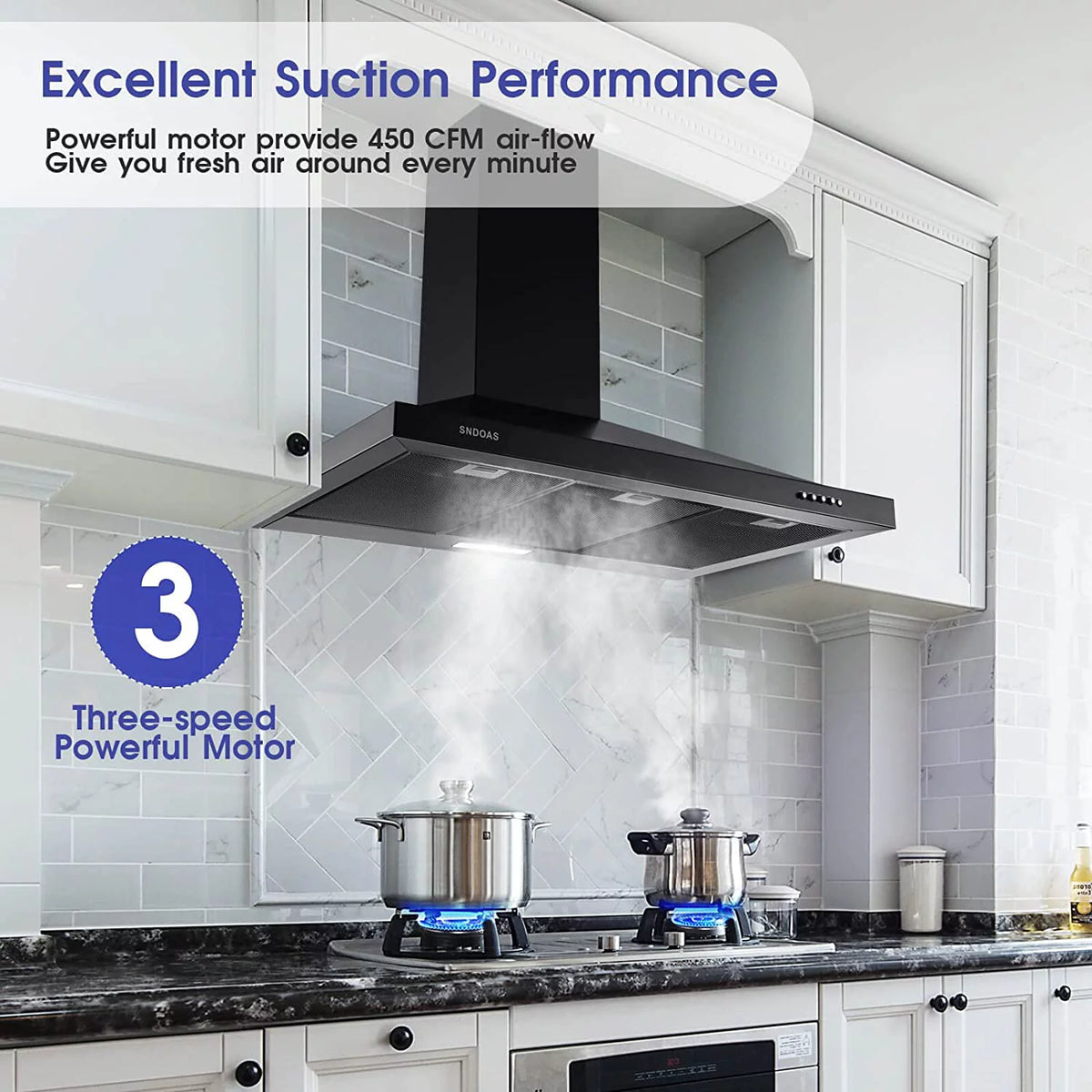 36 inch Black Stainless Steel Wall Mount Range Hood M360