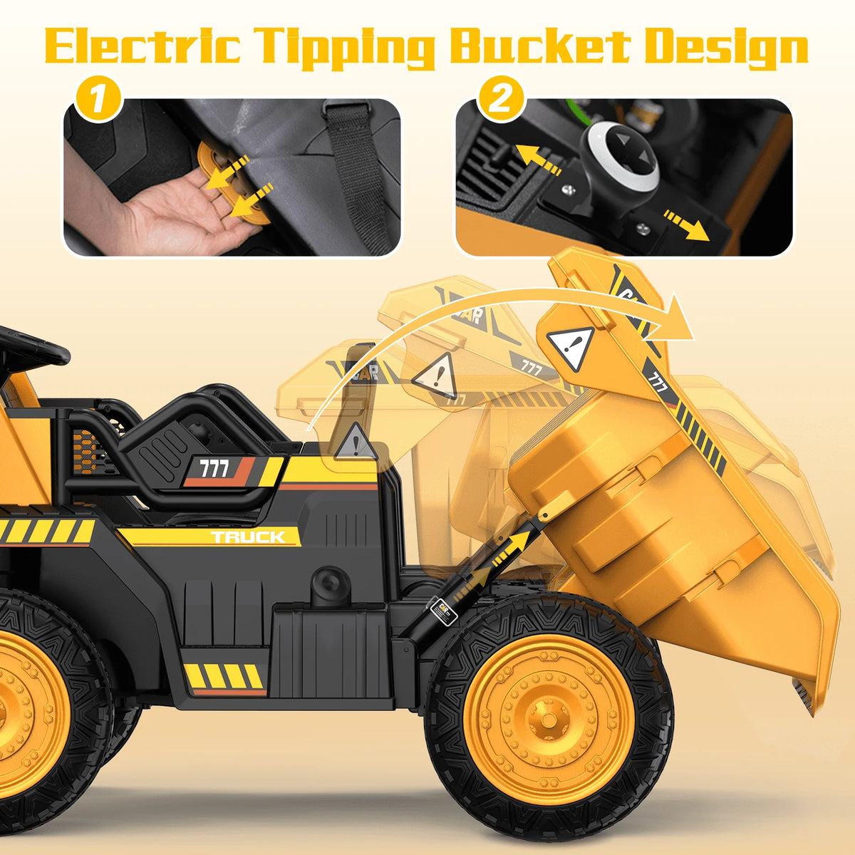 12V Ride on Dump Truck with Electric Dump Bed O3392