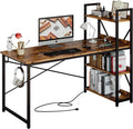 55" Computer Desk with Power Outlet and Storage Shelves A41399