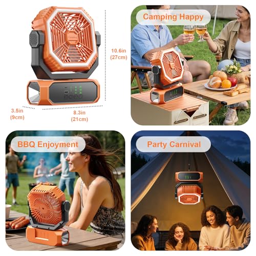 Portable Camping Fan with LED Lantern & Flashlight, 20000mAh Rechargeable Battery M3810