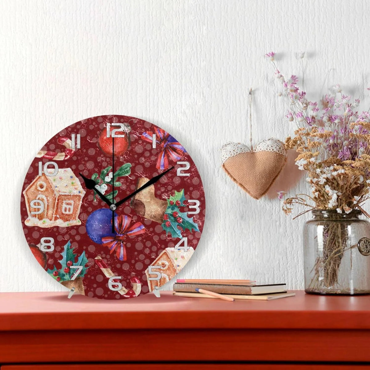 Gingerbread House Wall Clock, Silent Non Ticking 10 Inch K347