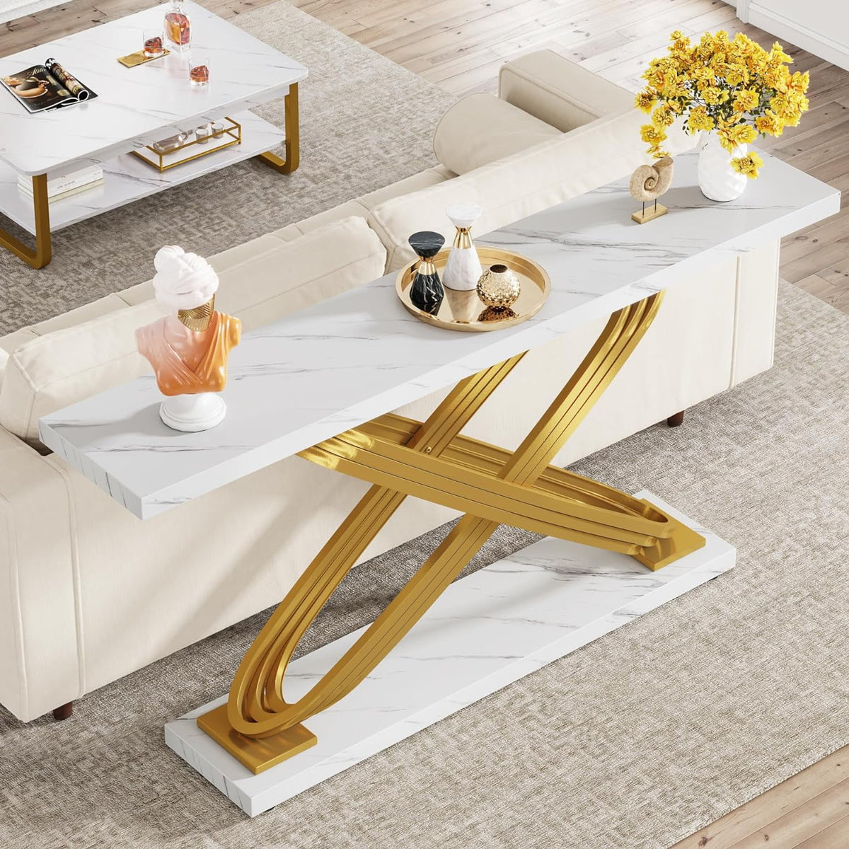 55" Faux Marble Console Table K9554