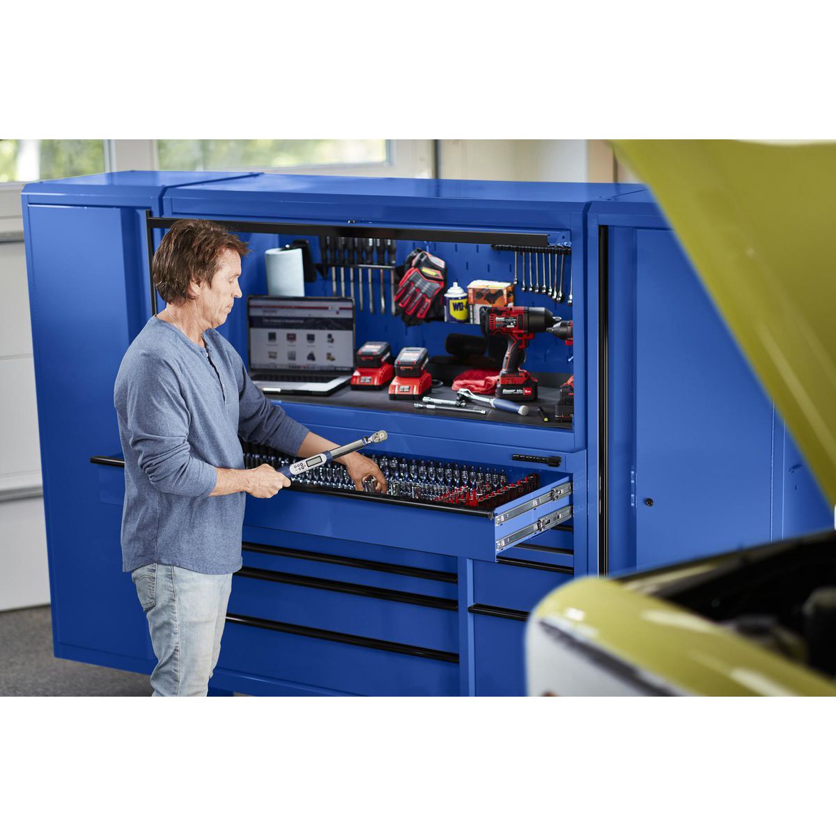 56 in. x 22 in. Blue Work Center Hutch X268246