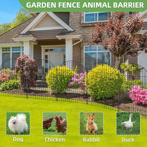 Arched Rustproof Metal No Dig Garden Fence with Ground Stake G2700