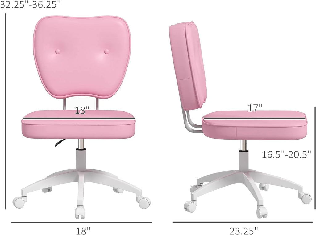 Armless PU Leather Office Chair with Adjustable Height O396744