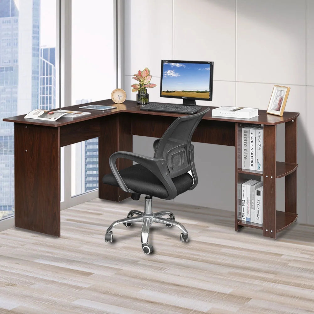 L-Shaped Computer Desk with Storage Shelves A9113