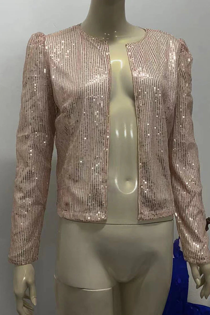 Solid Sequins Patchwork Outerwear X820