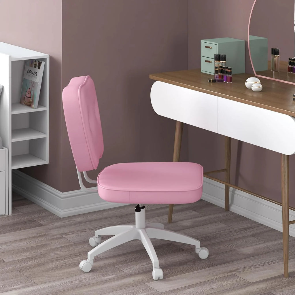 Armless PU Leather Office Chair with Adjustable Height O396744