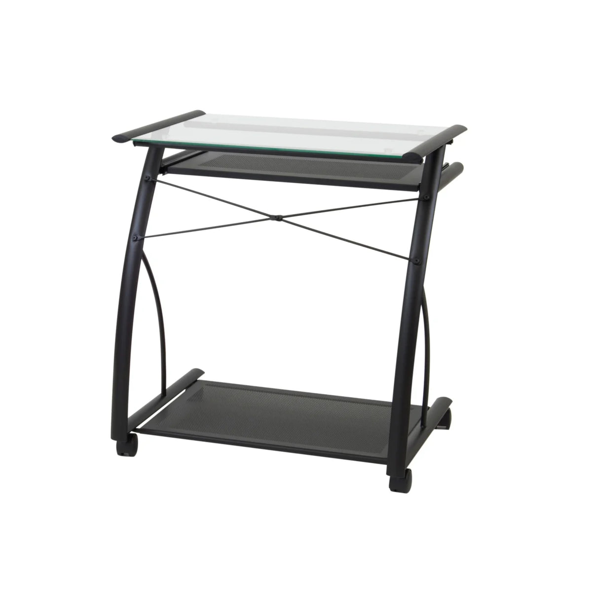 Compact Computer Cart with Storage and Keyboard Shelf J228