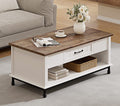 White Coffee Table with 1 Drawer and Storage Shelf E2140