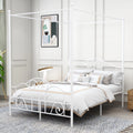 Vintage White Full Size Metal Canopy Bed Frame Y15371