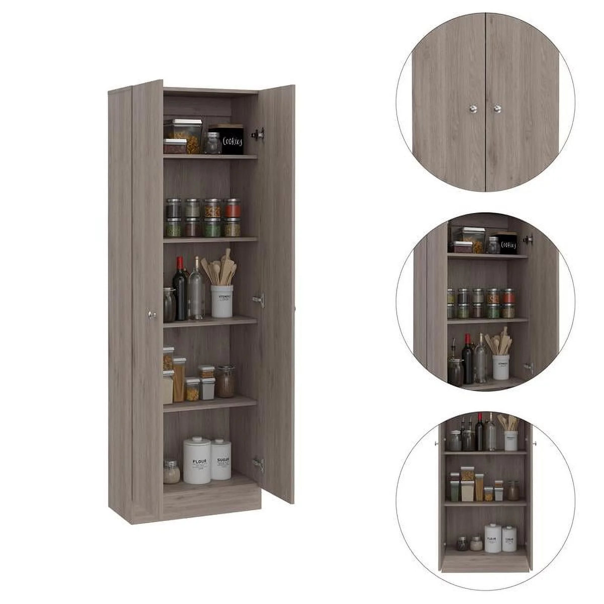 2-Door Engineered Wood Pantry Cabinet in Gray W925