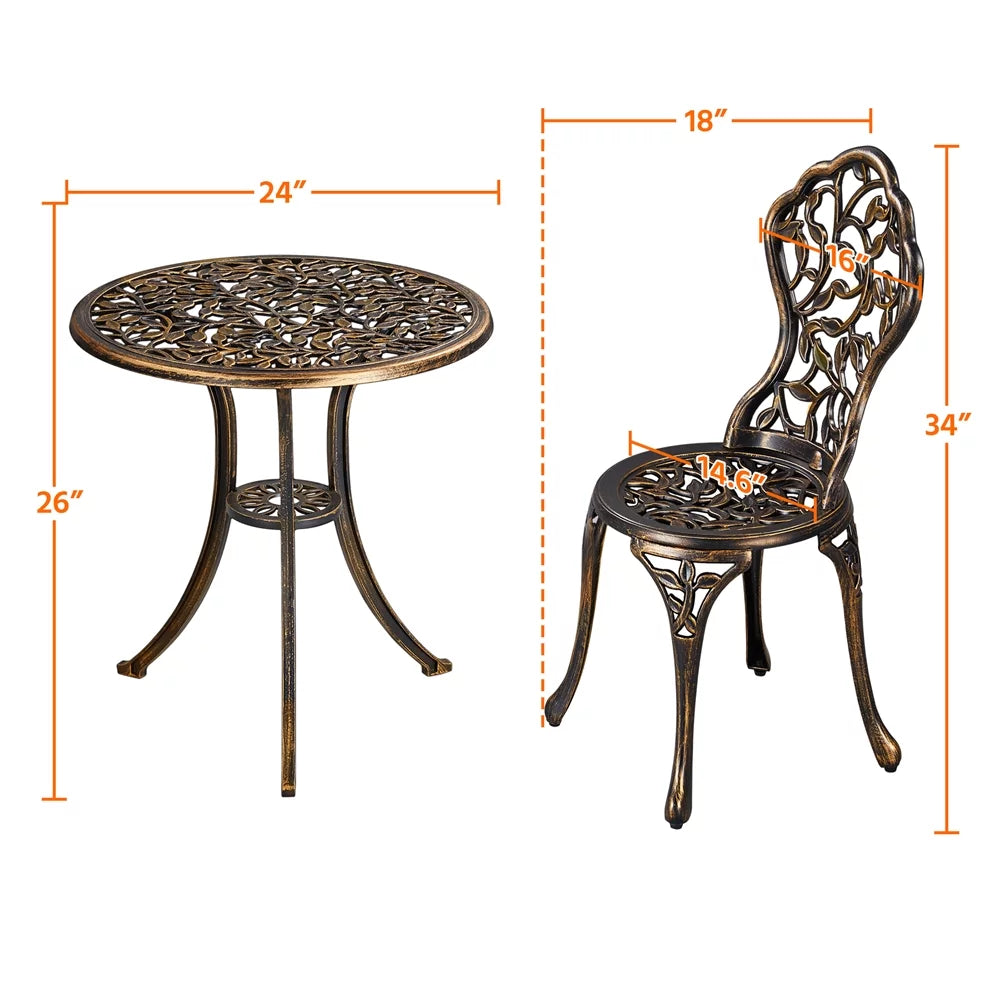 3-Piece Cast Aluminum Bistro Table Set O196