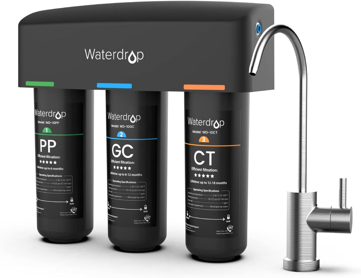 3-Stage High Capacity Under Sink Water Filter with Dedicated Faucet R48455