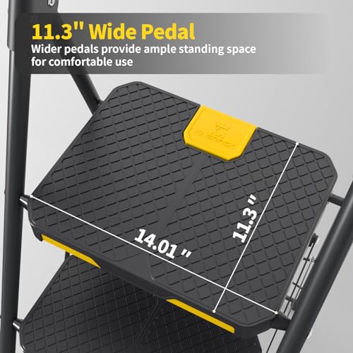 4 Step Steel Step Stool with Handrail Black Q104