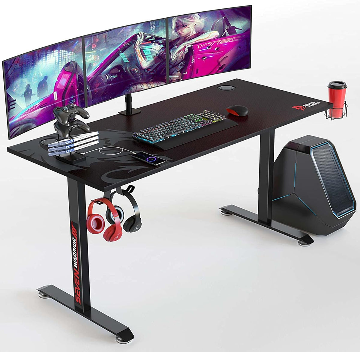 60 Inch Carbon Fiber Gaming Desk with Mouse Pad B134676