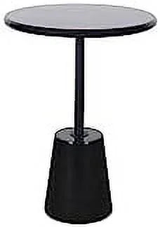 Black Marble Round Pedestal Side Table I698