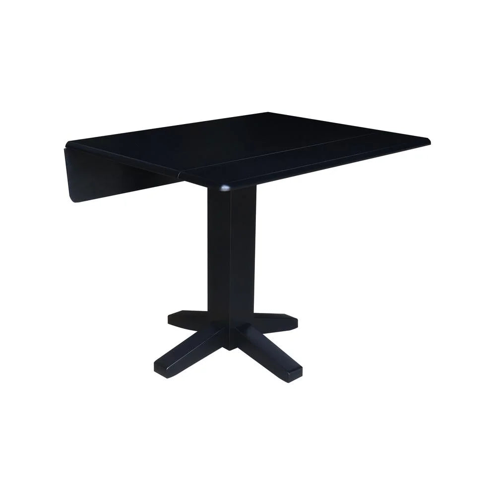 36" Solid Wood Square Dual Drop Leaf Dining Table in Black M655229