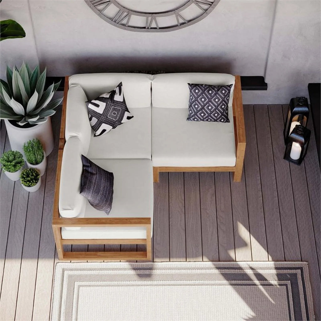 3 Piece Solid Teak Wood Patio Sectional J156