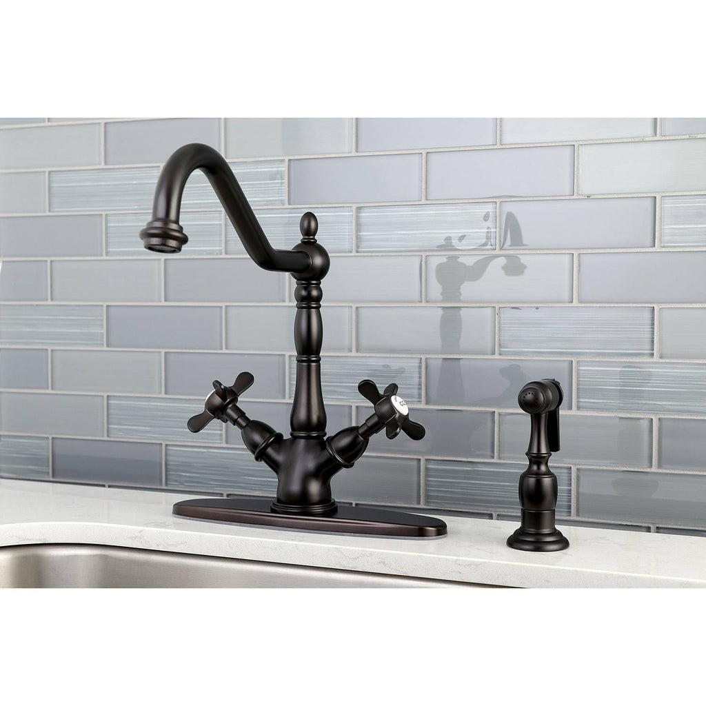Chrome Deck Mount Kitchen Faucet with Brass Sprayer M860757