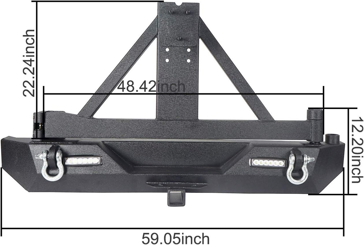 Front Bumper & Rear Bumper Combo with Tire Carrier Set L506