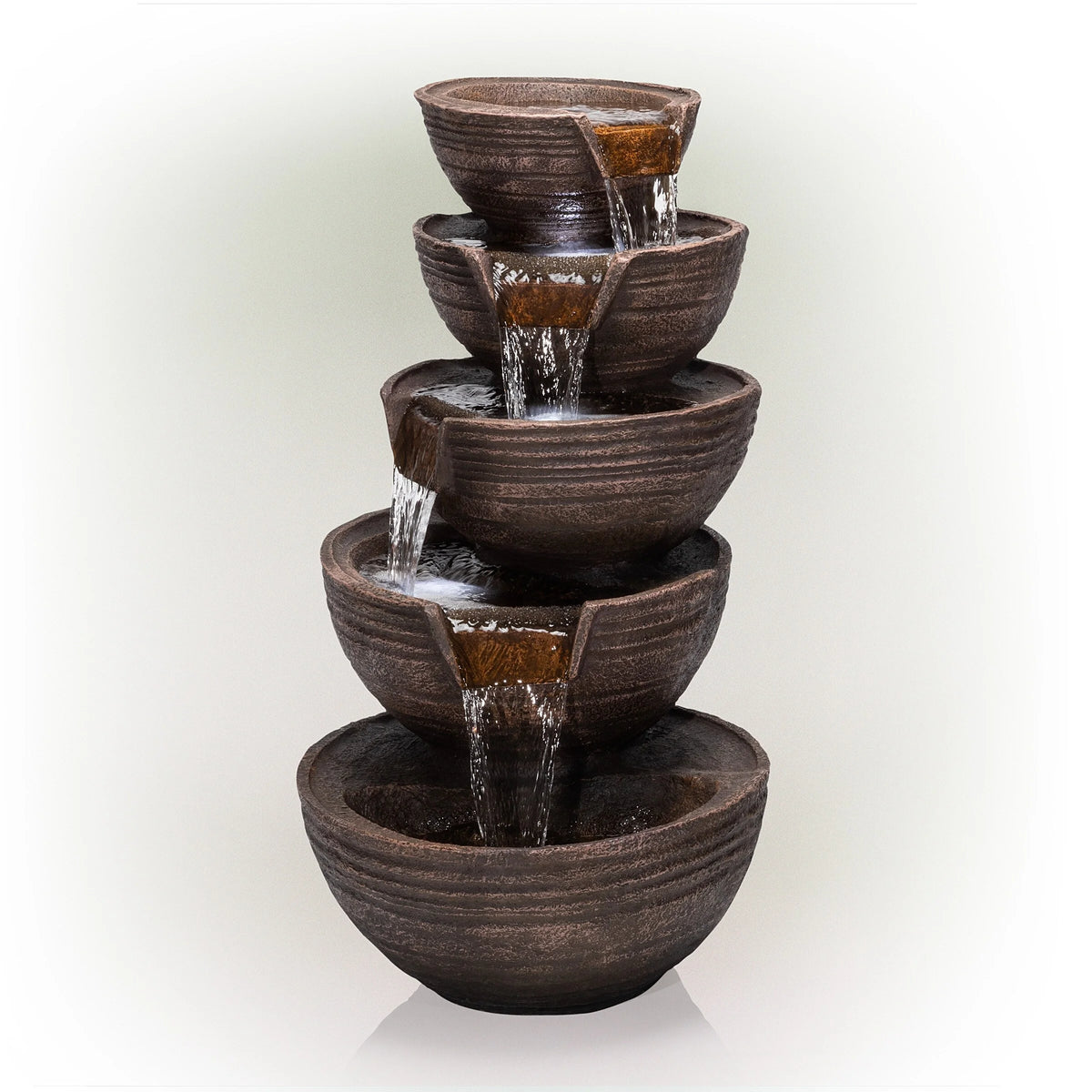 34" Tall Outdoor 5-Tier Cascading Waterfall Fountain with LED Lights S3981