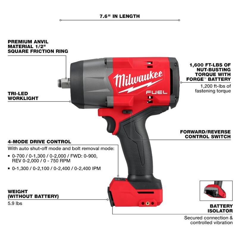 18V Lithium-Ion Brushless Cordless 1/2 in. Impact Wrench Y90076