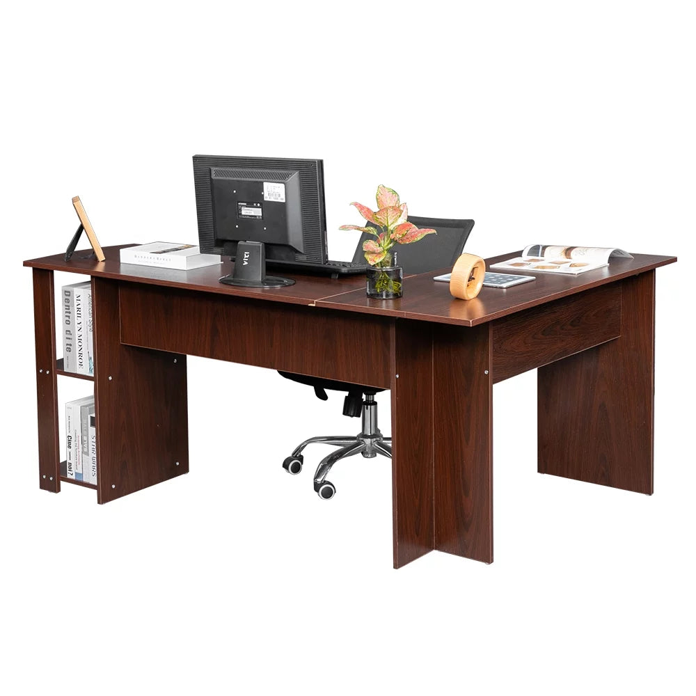 L-Shaped Computer Desk with Storage Shelves A9113