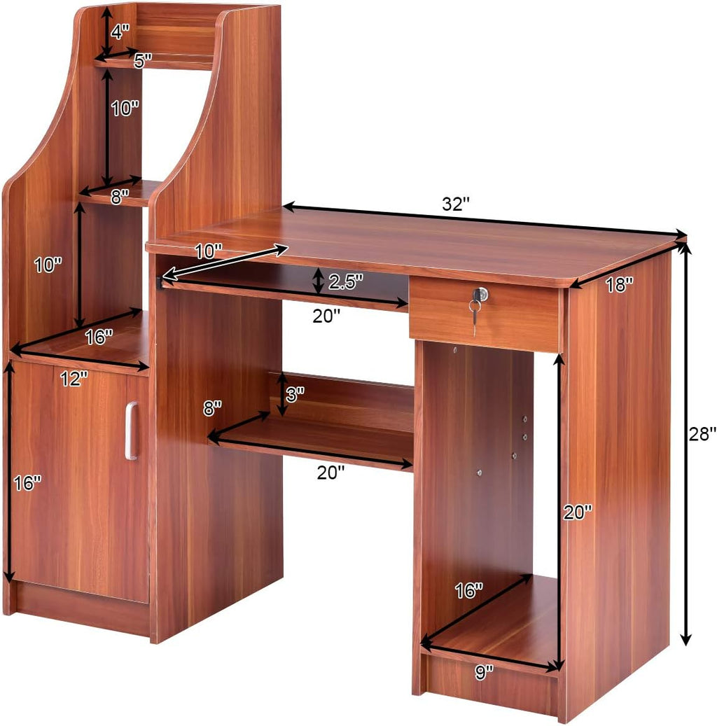 Computer Desk with Storage Cabinet & Drawer H47992