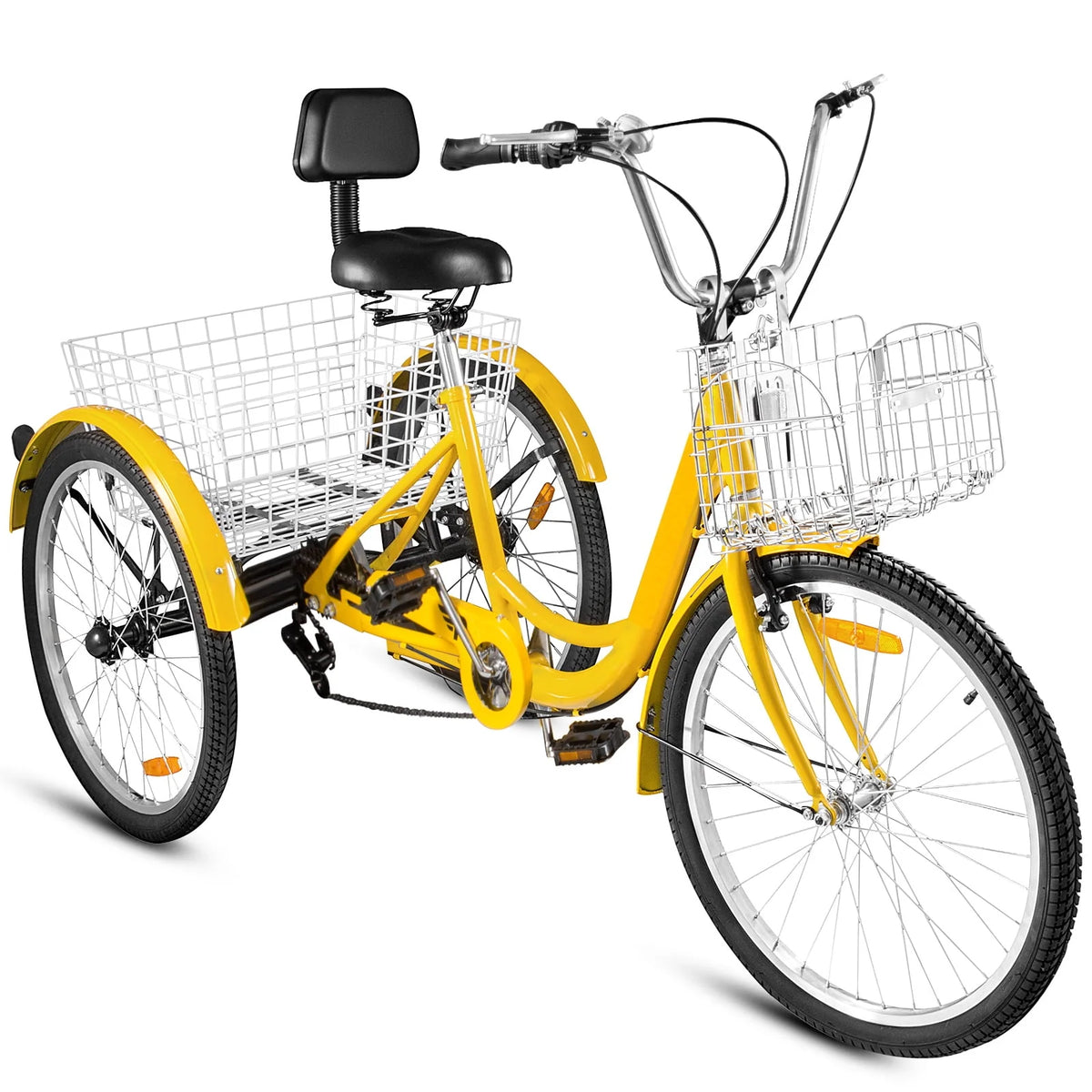 24 Adult Tricycle 7-Speed Three Wheel Bike with Basket D21938