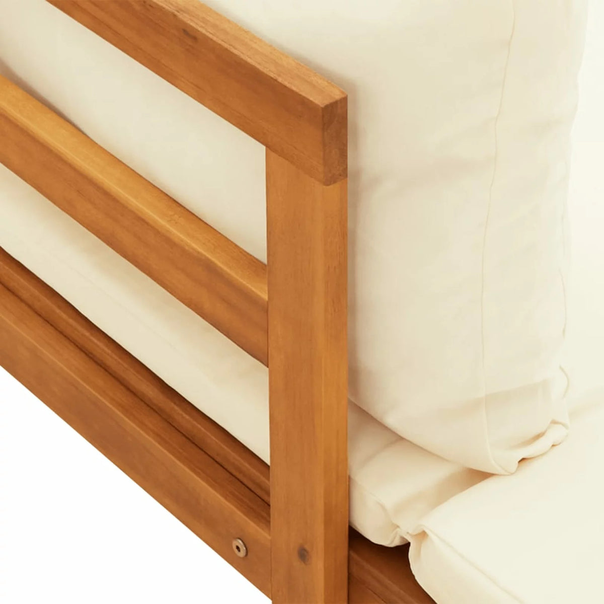 2 Piece Acacia Wood Sun Lounger with Cream White Cushion B22690