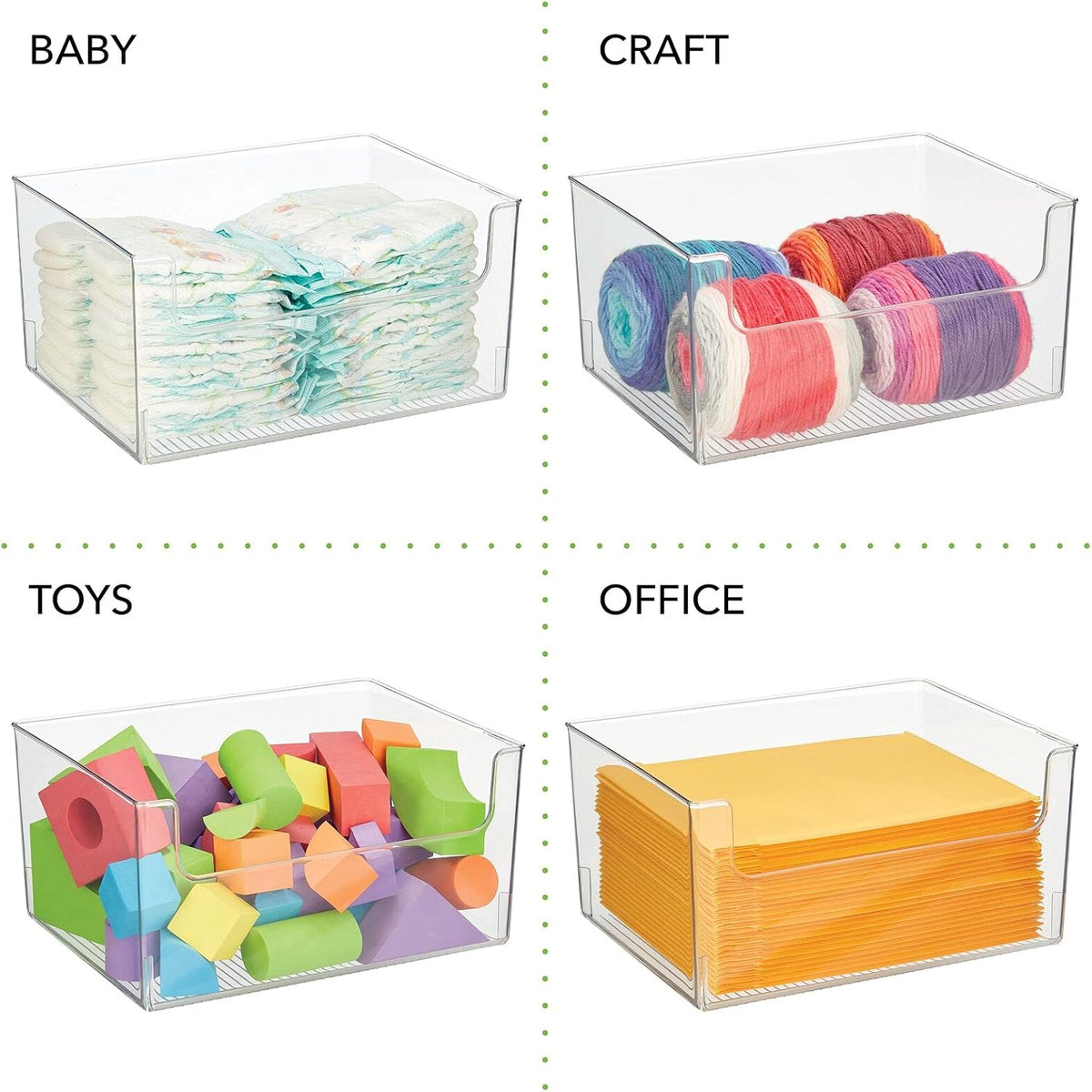 Clear 8 Pack Plastic Open Front Storage Organizer Bin S595242