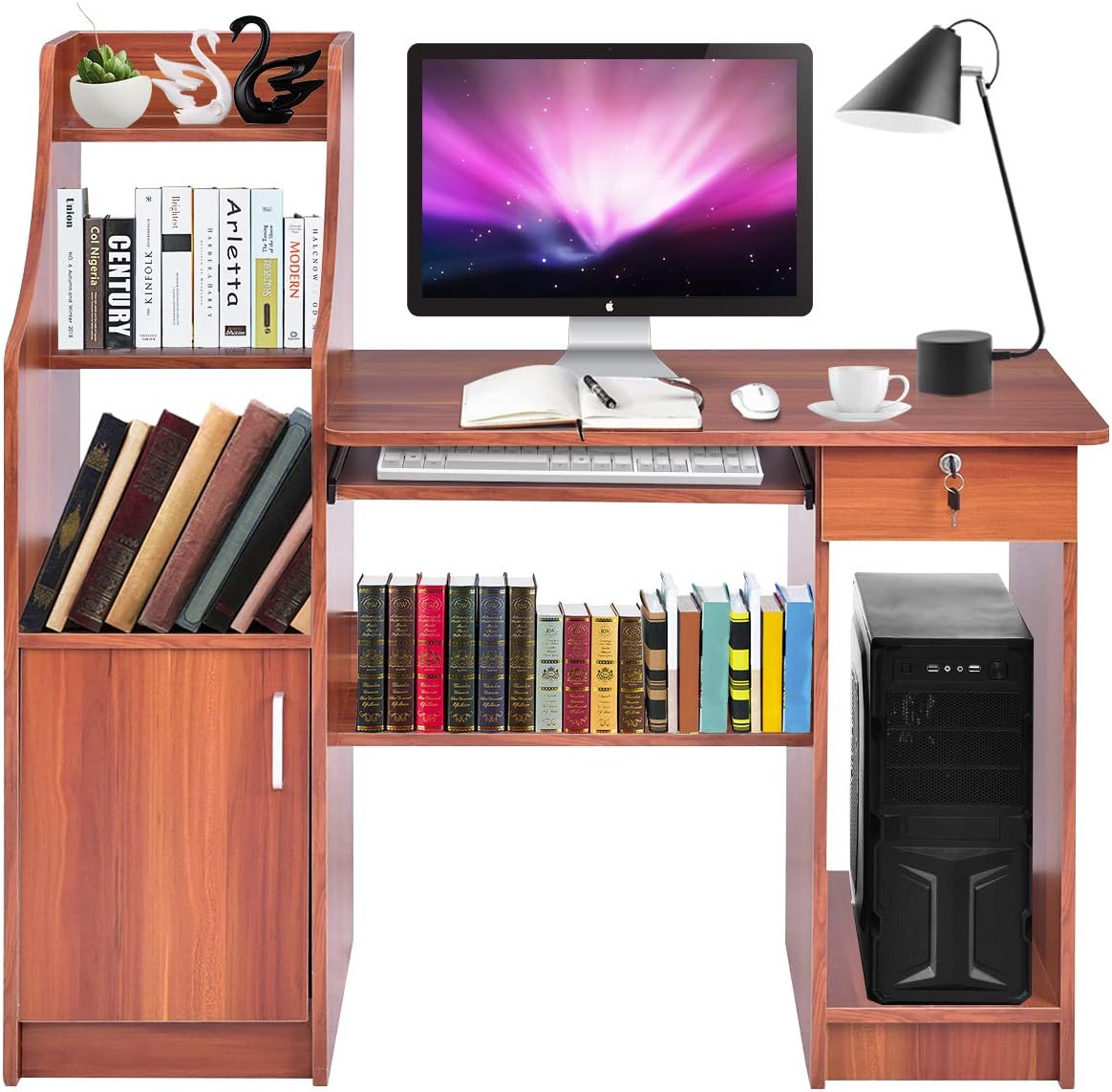Computer Desk with Storage Cabinet & Drawer H47992