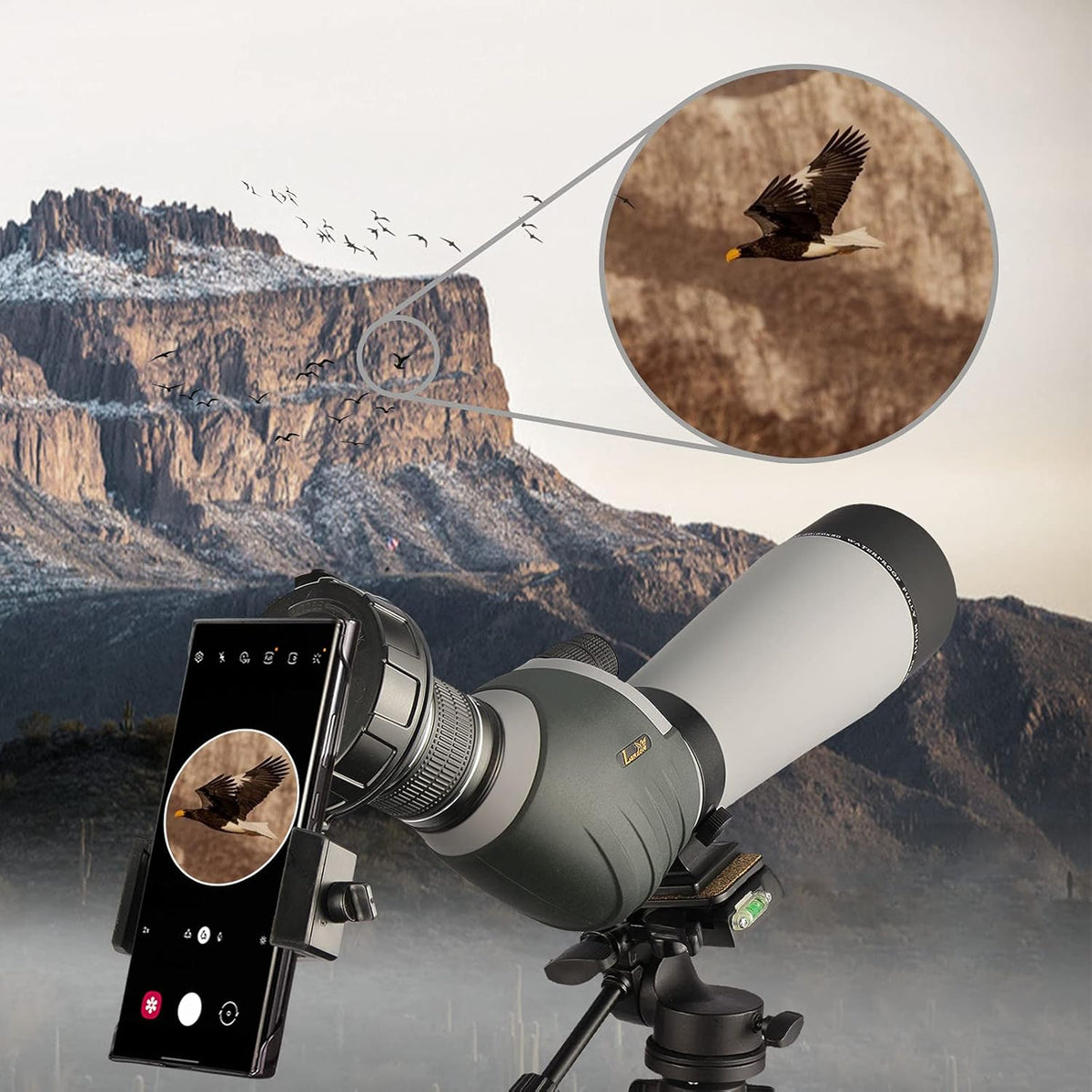 20-60X80 BAK4 Spotting Scope with Carrying Bag and Phone Adapter N213614