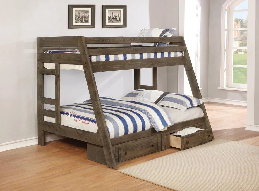 Gun Smoke Twin over Full Bunk Bed L136