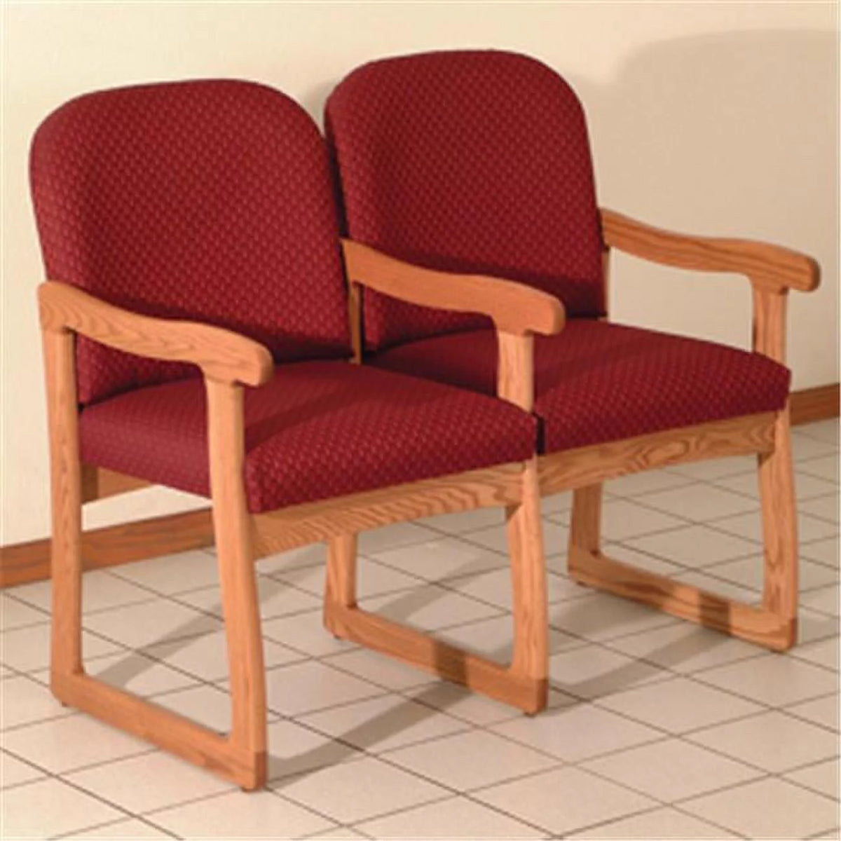 Medium Oak Two Seat Chair with Center Arms T829
