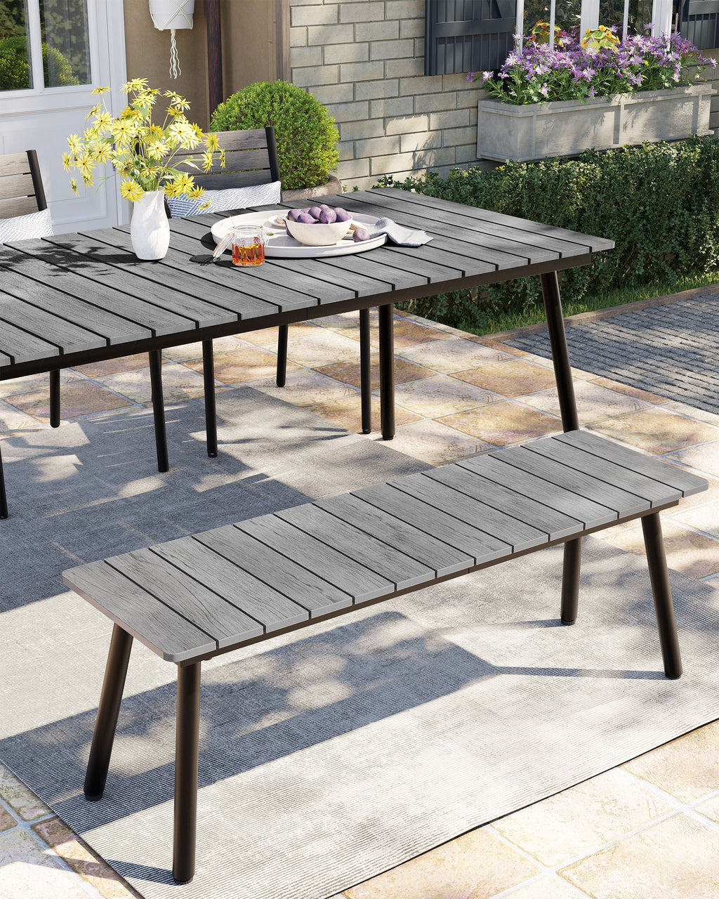 Gray Outdoor Dining Bench H20273
