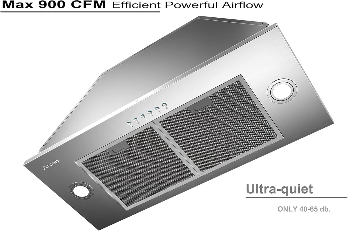 36 Built-in Stainless Steel Range Hood Insert with 900 CFM L564