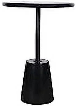 Black Marble Round Pedestal Side Table I698