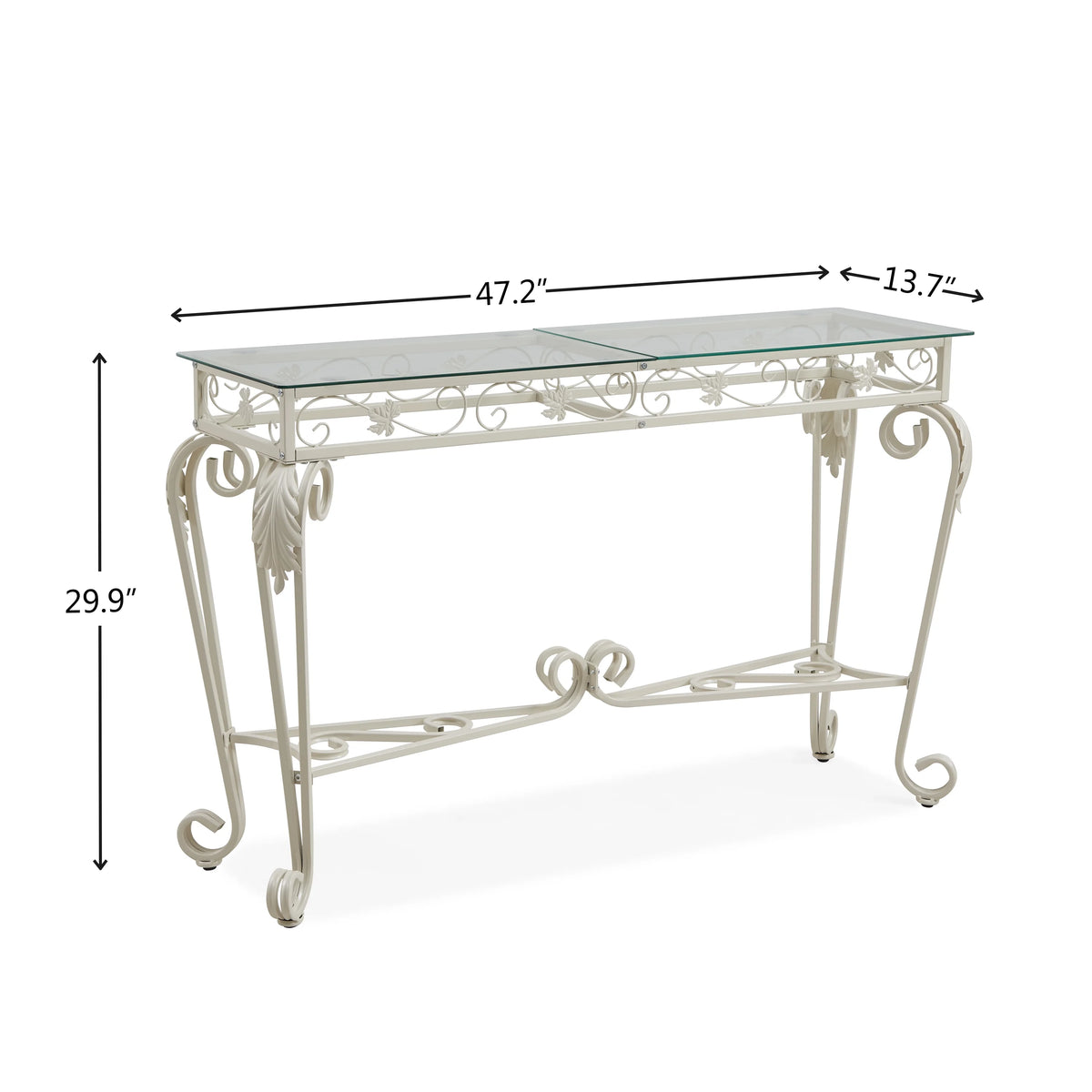Glass and Metal Console Table with Storage H7089