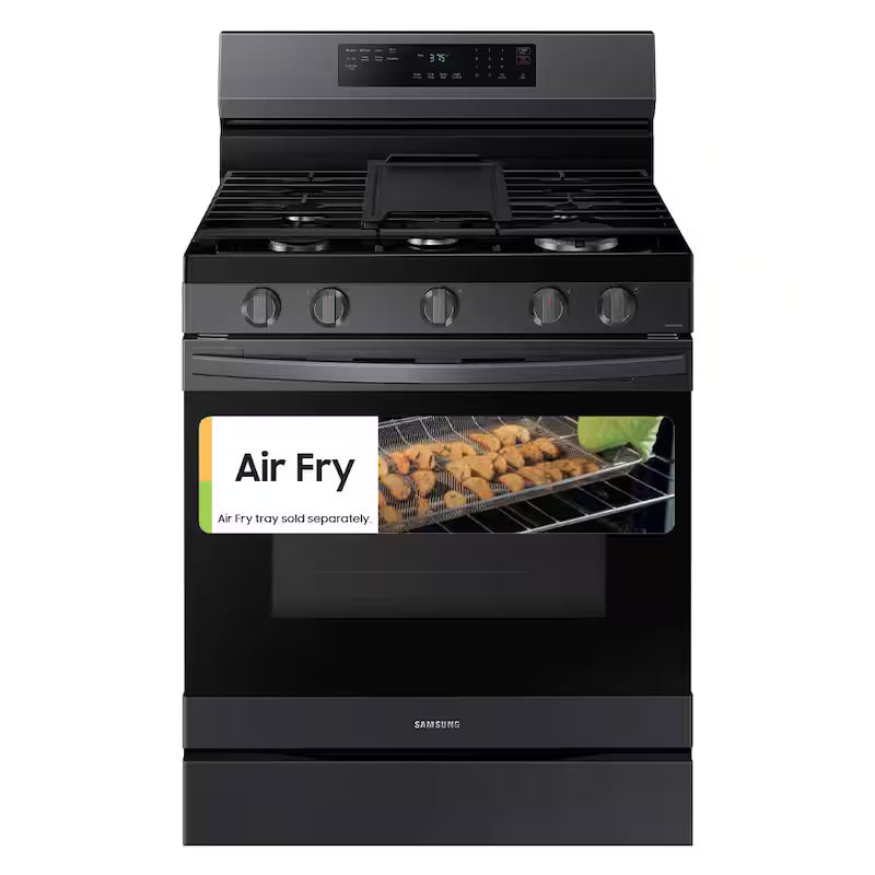 6 cu. ft. Wi-Fi Convection Gas Range with AirFry in Black Stainless Steel O376