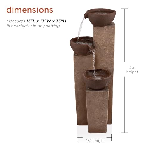 41” Outdoor 3-Tiered Weathered Stone Water Fountain N694