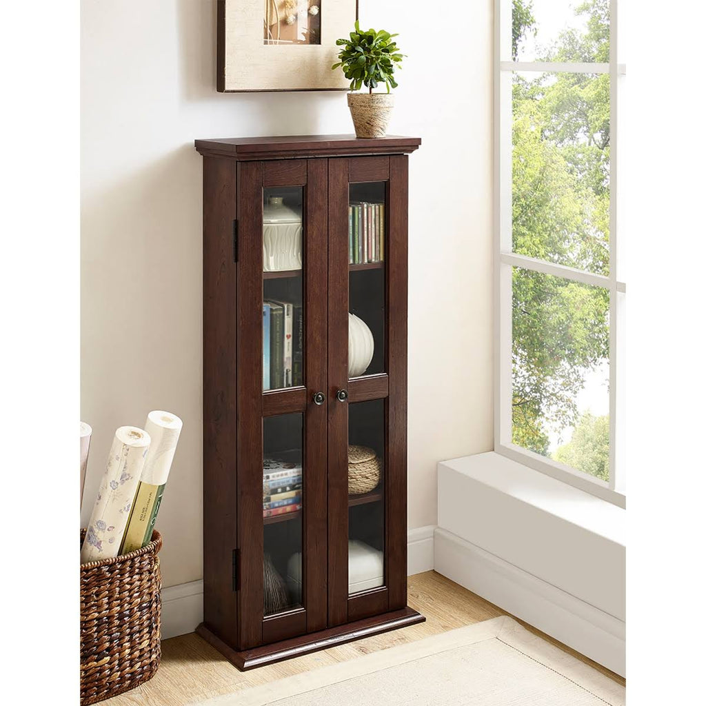 41x22 Wood Media Storage Tower Cabinet Brown A3853