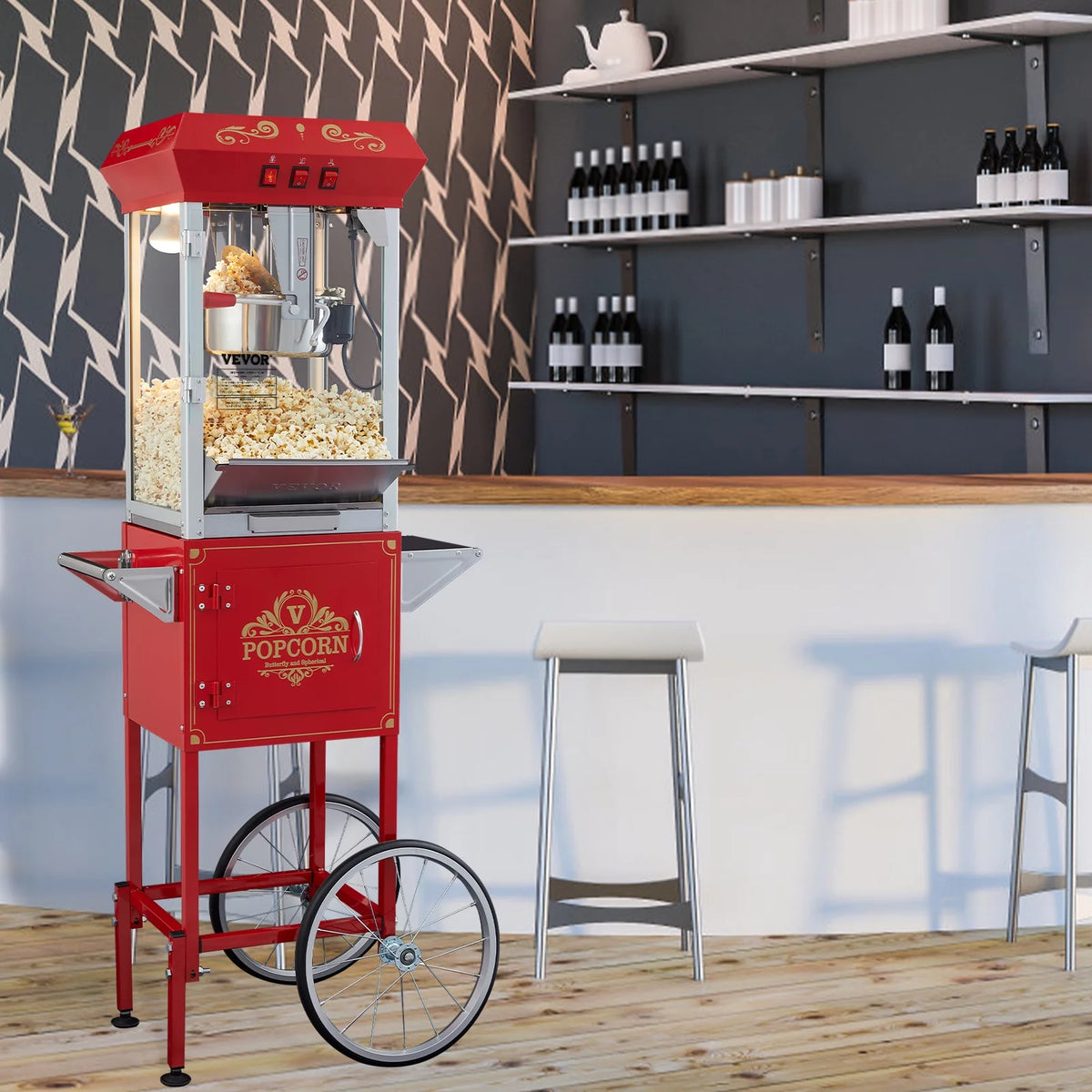 8 oz 48 Cups 850W Red Popcorn Maker Cart N730
