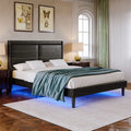 Queen Size Upholstered Bed with Lights E27272