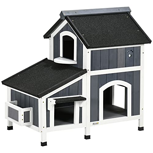 Gray Outdoor Cat House with Weather-Resistant Roof F72171