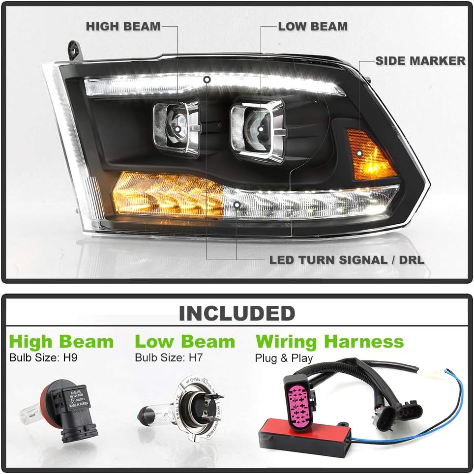 Black LED Projector Headlights Assembly C5830