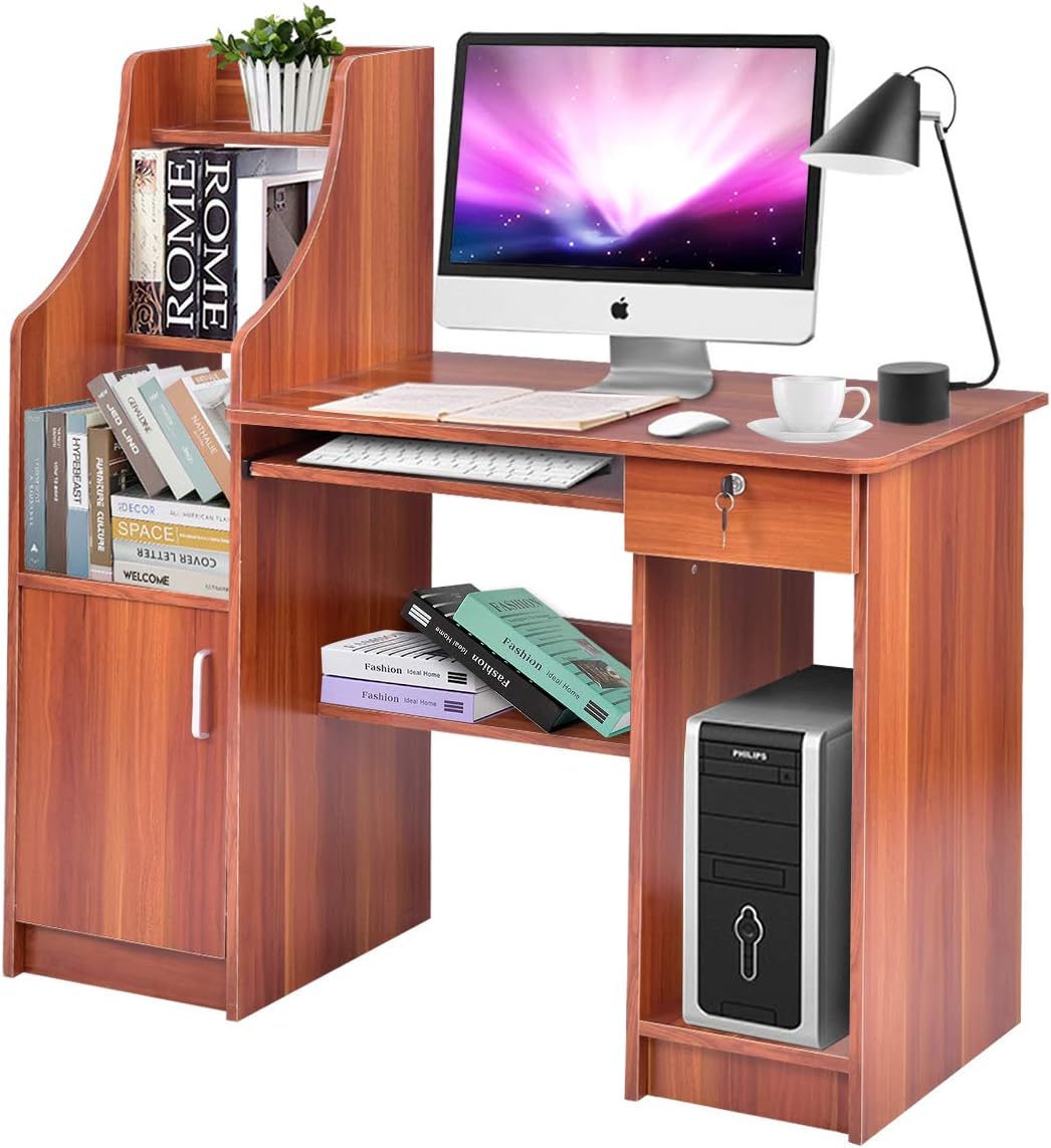Computer Desk with Storage Cabinet & Drawer H47992