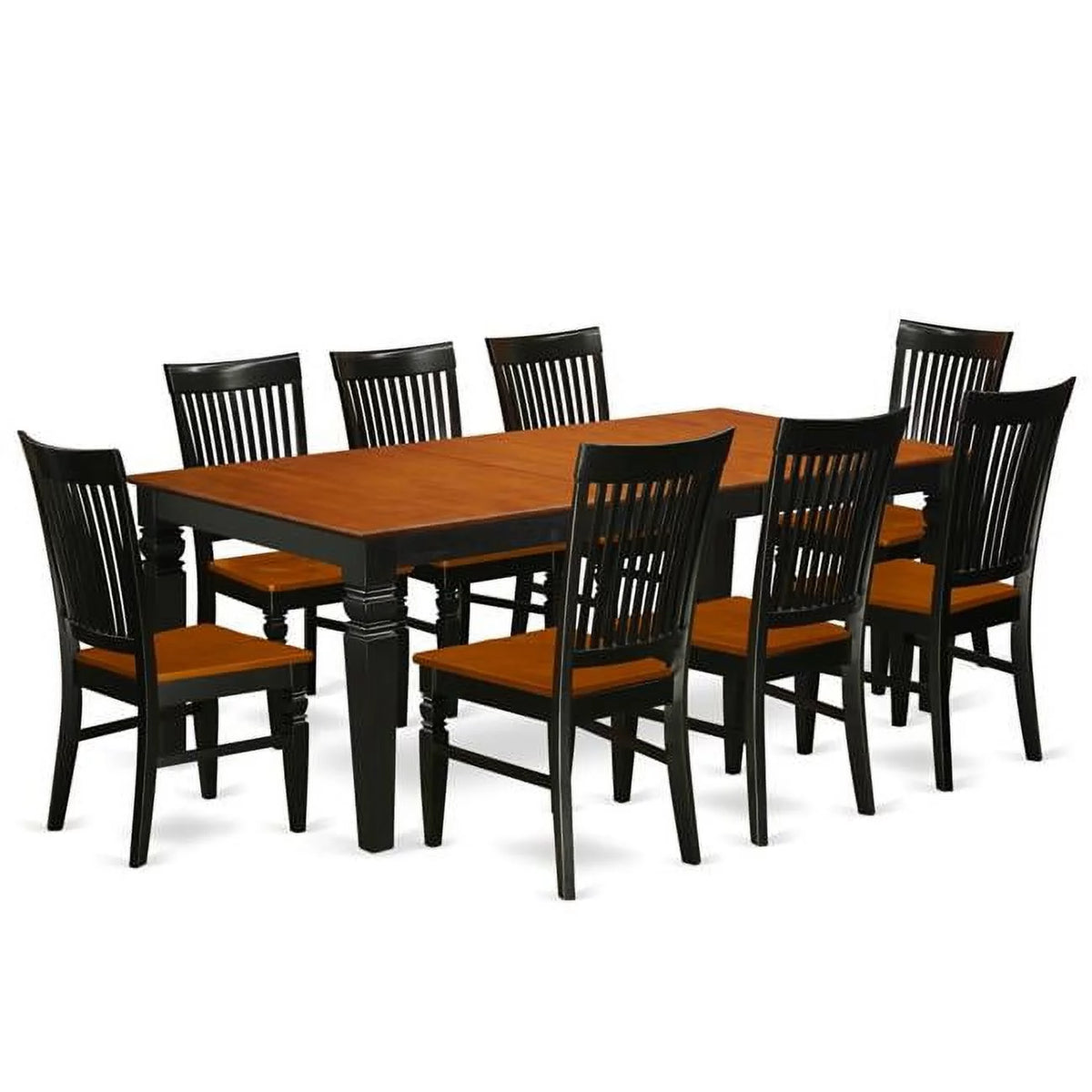 9 Piece Black & Cherry Wood Dining Table Set R7610