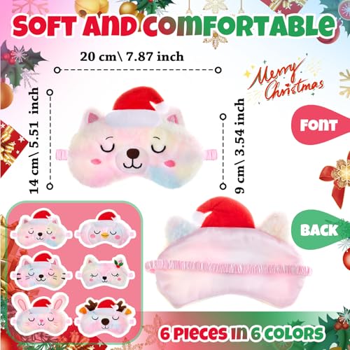 6 Pieces Christmas Soft Plush Sleeping Mask U21500